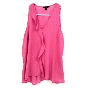 Banana Republic‎ Size Small Blouse Pink Sleeveless Ruffle Loose Geometric Tank
